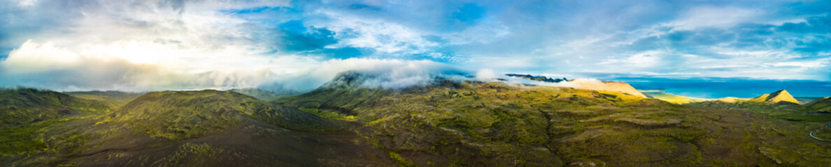 Aerial view of scenic road in Snæfellsjökull National Park, Snaefellsnes peninsula, Iceland