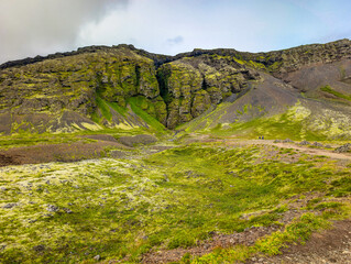 Raudfeldsgja Canyon gorge nature landscape on the Snaefellsnes peninsula, West Iceland.