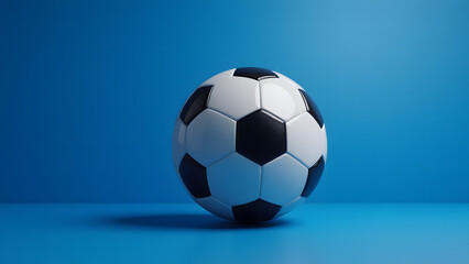 Naklejka premium Blue soccer ball isolated on a blue background, perfect for sports and game-related content