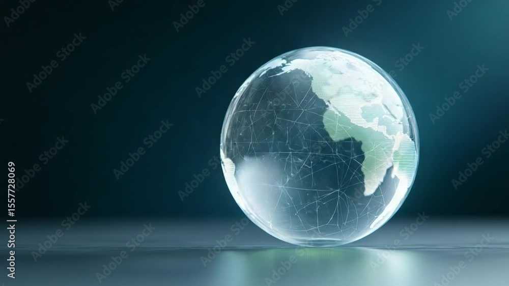 Aufkleber Global Connectivity: A luminous representation of the Earth, enveloped in a delicate web of interconnected lines, glows gently. Capturing the essence of a connected world.