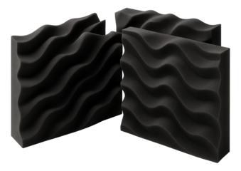 A set of acoustic foam panels for a music room in an apartment, in a wave design to enhance soundproofing and reduce echo.