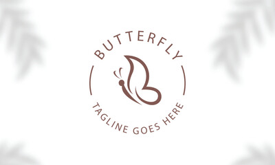 butterfly hand drawn logo, spa beauty logo design concept template