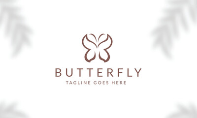 butterfly hand drawn logo, spa beauty logo design concept template