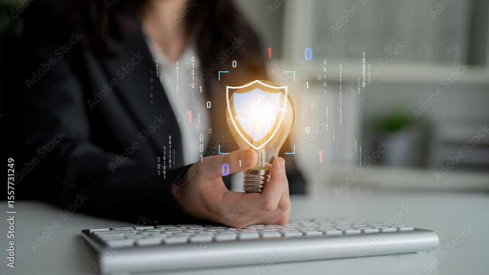 Aufkleber cyber security protects against breaches, hacks, and network attacks using strong infrastructure and
