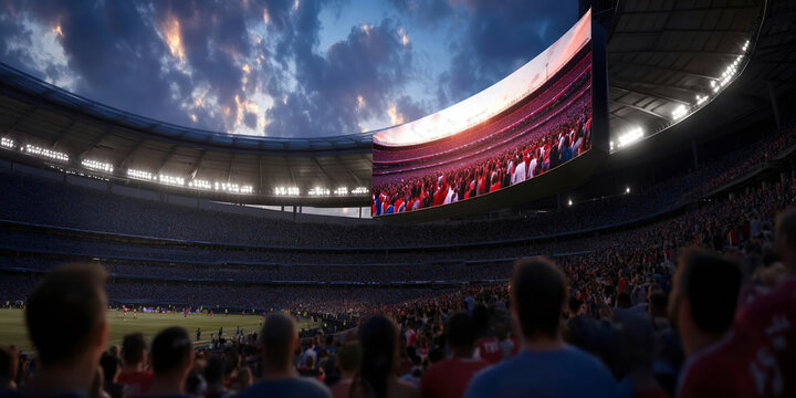 Massive Curved Stadium Screen Displaying a Live Event