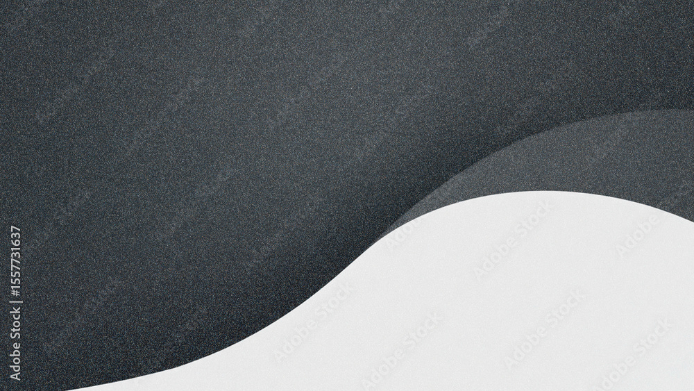 Poster abstract illustration featuring smooth curves in contrasting shades of black and white, creating a m