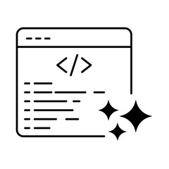 AI Generated Code icon. Code Generation, Automated Programming, Software Development, AI-Powered Coding, Digital Tools, Machine Learning. Outline style.