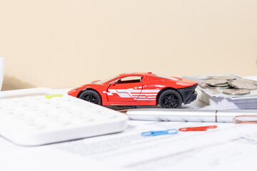 Insurance Claim Form with Car Loan and Leasing Documents – Auto Finance Planning Concept