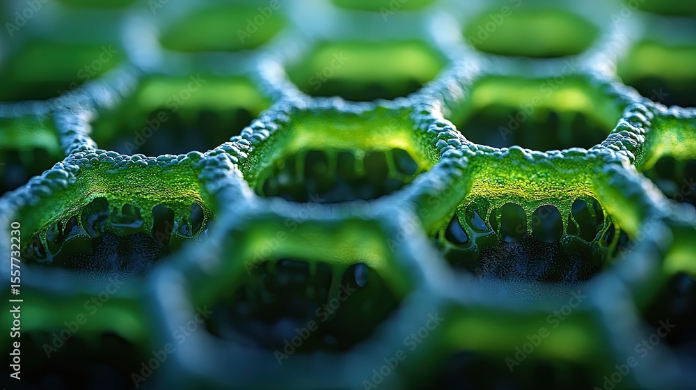 Poster close-up view of a hexagonal cellular structure.