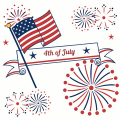 Obraz premium 4th of July border, USA banner, fireworks pattern background 