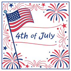 Obraz premium 4th of July border, USA banner, fireworks pattern background 