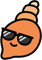  바다에 사는 해양생물 캐릭터 선글라스를 쓴 소라 일러스트