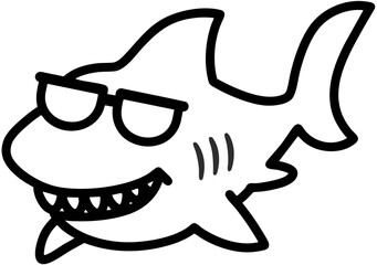  바다에 사는 해양생물 캐릭터 선글라스를 쓴 상어 일러스트