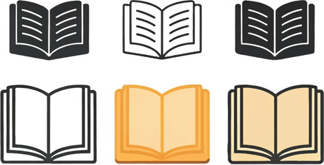 Cute colorful book collection. A s of different stacks and piles of books, open and closed books. Educational theme, scientific and fiction literature. Vector illustration isolated on white background