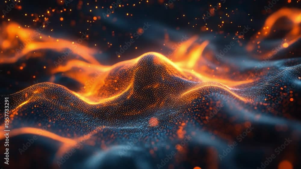 Leinwandbilder fiery abstract landscape: an abstract digital artwork features a captivating fiery landscape. the im
