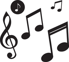 Music notes icon vector illustration with melody symbols on a white background