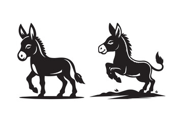 A Cartoon Style Donkey Silhouette vector