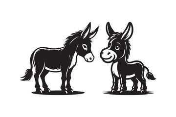 A Cartoon Style Donkey Silhouette vector