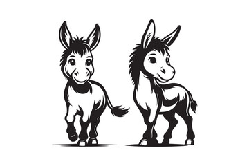 A Cartoon Style Donkey Silhouette vector