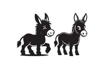 A Cartoon Style Donkey Silhouette vector