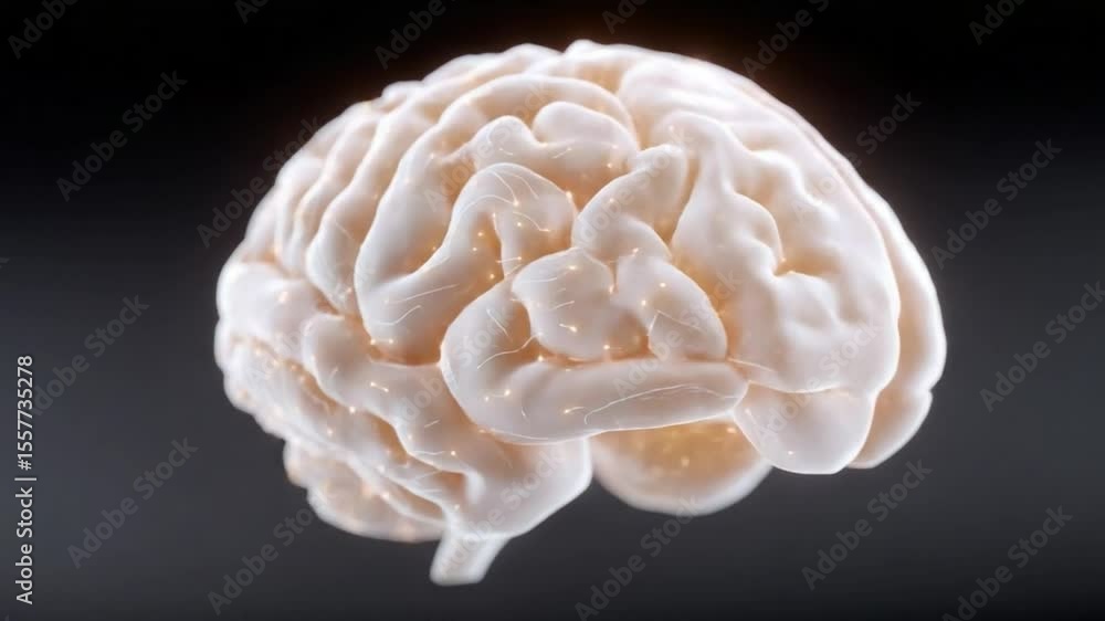 Aufkleber human brain anatomy: intricate detail of a human brain, showcasing its complex network of neural pat