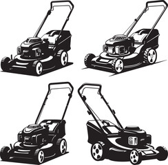 Lawn Mower Garden Tool Silhouette Vector vector illustration