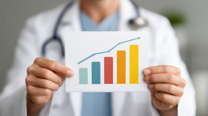 Healthcare professional holding growth chart illustrating medical progress