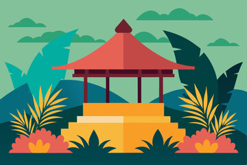 Obraz premium vector illustration of a tropical island