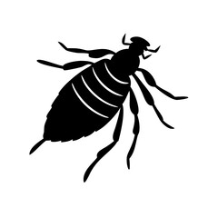 Flea insect silhouette in black and white flat vector illustration on white background