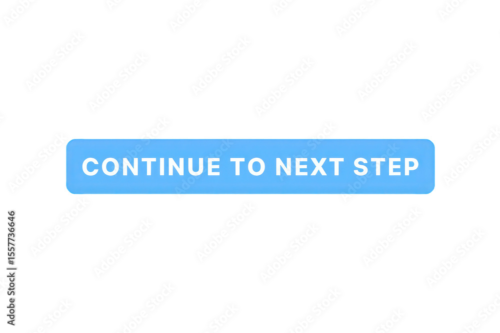 Poster light blue rectangular button continue to next step white text isolated on black background 4 k h d 