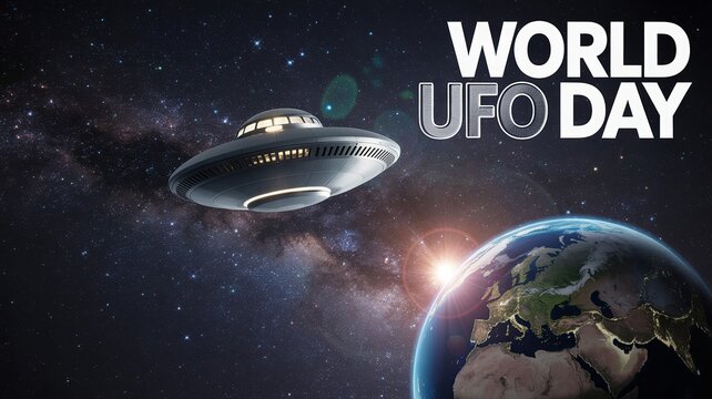Bright, vibrant illustration marking World UFO Day on July 2.