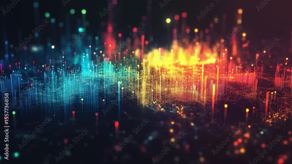 Aufkleber digital symphony of lights: a vibrant and intricate display of light in a stunning artistic renderin