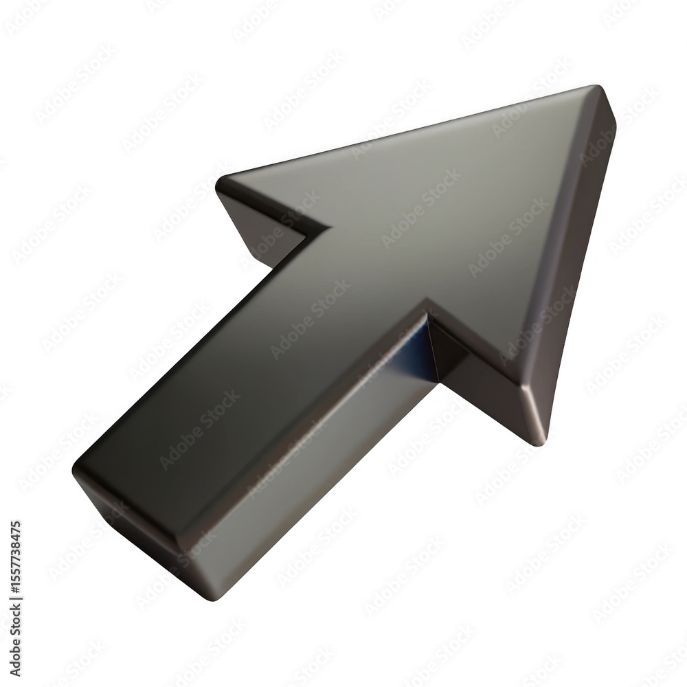 Poster glossy metal arrow pointer isolated on transparent background