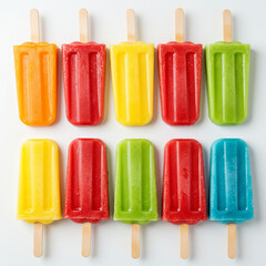 Colorful Assorted Popsicles on White