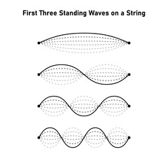 First Three Standing Waves on a String in Physics.