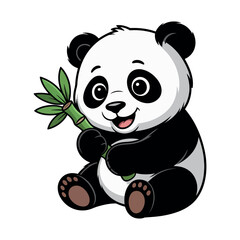 Cute Cartoon Panda Holding Bamboo Adorable Animal Illustration cheerful cartoon panda cub happily clutching piece bamboo panda cartoon cute animal illustration bamboo adorable