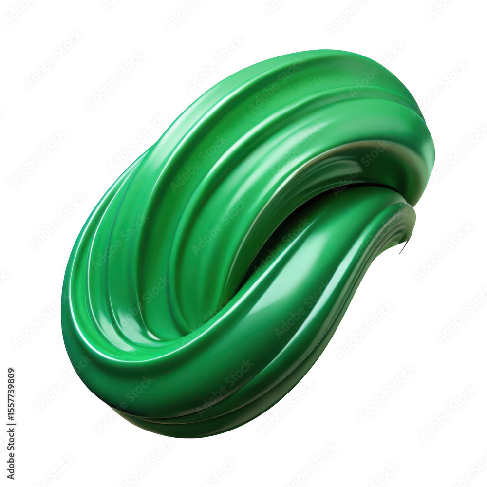 Poster abstract green swirl shape isolated on transparent background