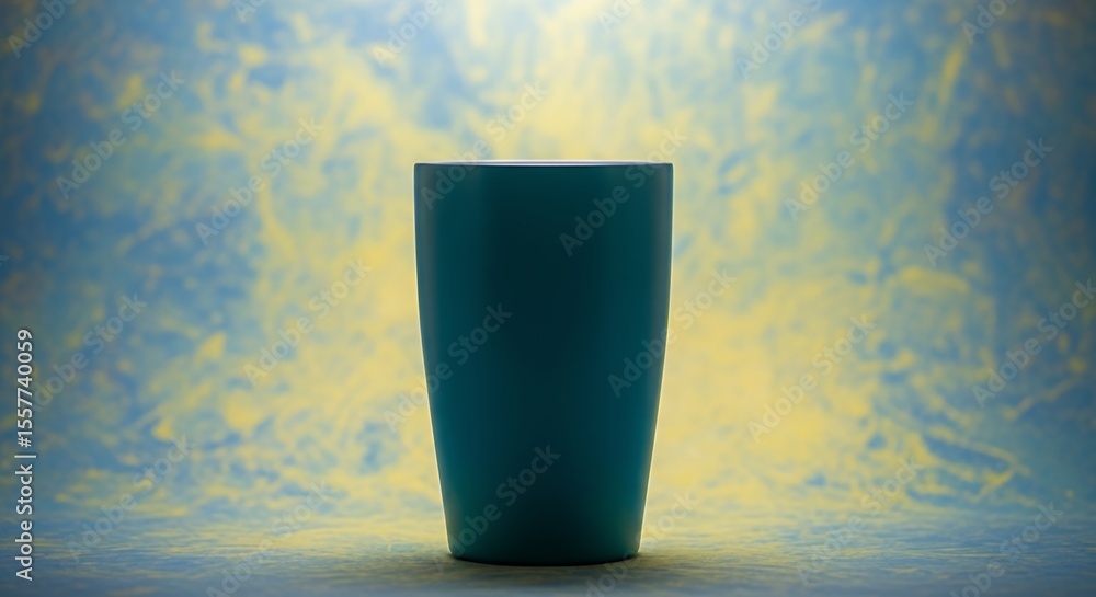 Poster isolated teal container on abstract background for creative projects