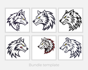 Hand drawn flat design wolf outline