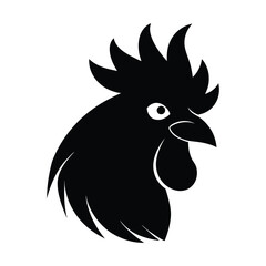 Rooster bird head sharp comb silhouette vector illustration.