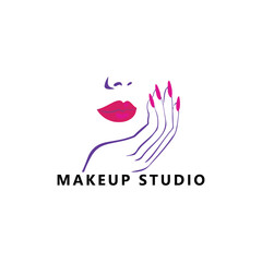 Obraz premium beauty makeup salon logo design vector