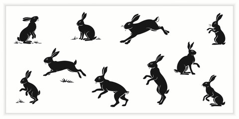 Flat design animal silhouette set