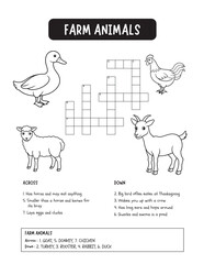 Animal crossword puzzle for kids