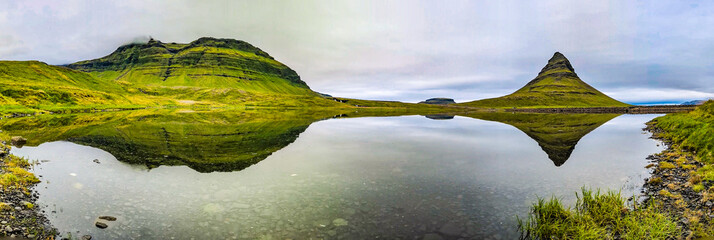 Aerial view of the Kirkjufell mountain