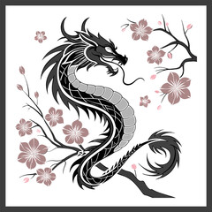 Flat design dragon silhouette