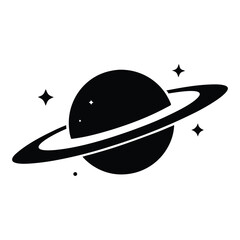 Saturn with sparkle silhouette vector, Saturn icon, Cosmos and planet vector illustration
