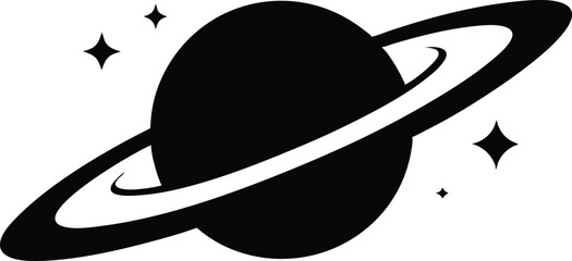Saturn with sparkle silhouette vector, Saturn icon, Cosmos and planet vector illustration © Silhouette Zone