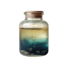 Natural water sample in glass jar showing slight turbidity isolated on transparent background (3)