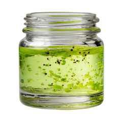 Natural water sample in glass jar showing slight turbidity isolated on transparent background (2)