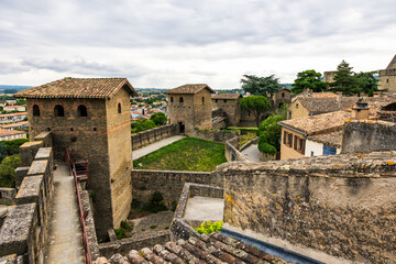 Obraz premium Gallo-Roman Towers of the Inner Wall of the Cité de Carcassonne with Their Distinctive Horseshoe Shape